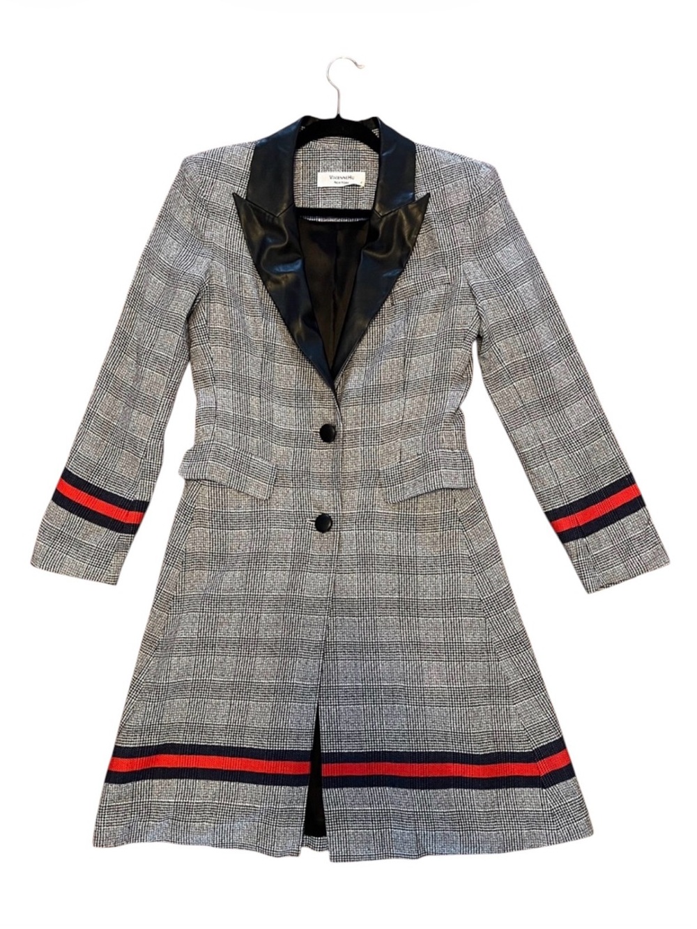 Vivienne Hu Glen Plaid Trench Coat Blazer Dress 2 EUC Business Casual Office